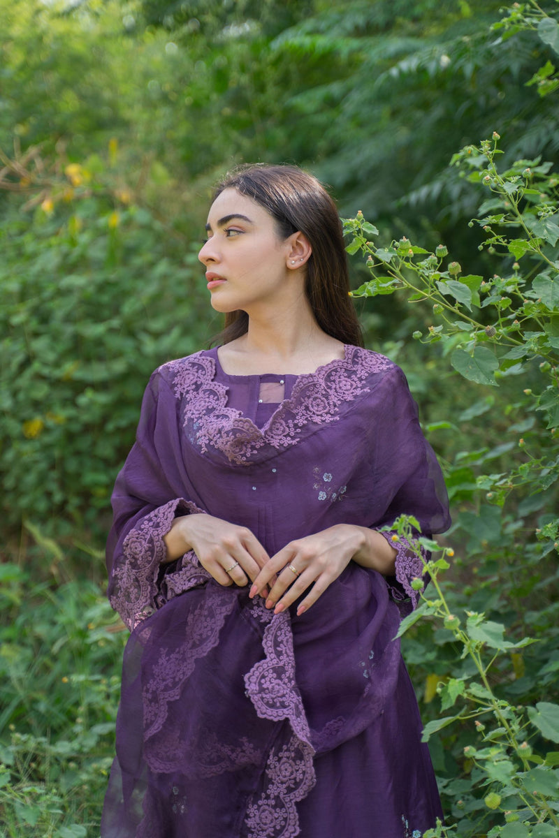 CLASSIC PURPLE ENSEMBLE -SET OF 3 Naaz By Noor 
