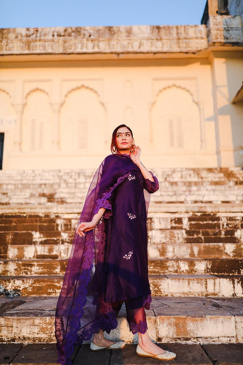 CLASSIC PURPLE ENSEMBLE -SET OF 3 Naaz By Noor 