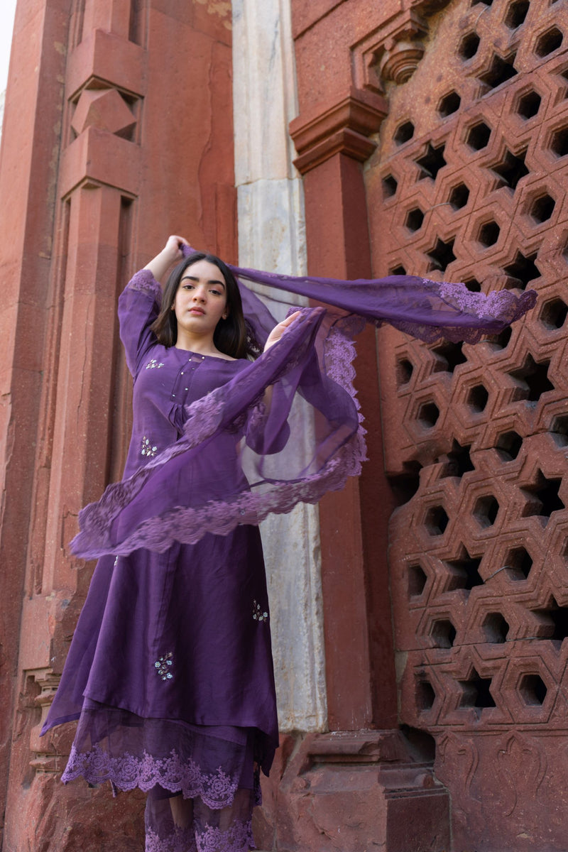 CLASSIC PURPLE ENSEMBLE -SET OF 3 Naaz By Noor 