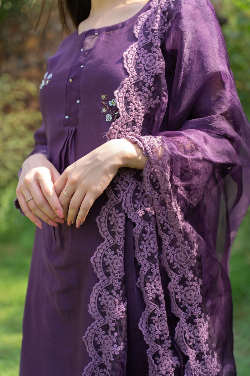 CLASSIC PURPLE ENSEMBLE -SET OF 3 Naaz By Noor 