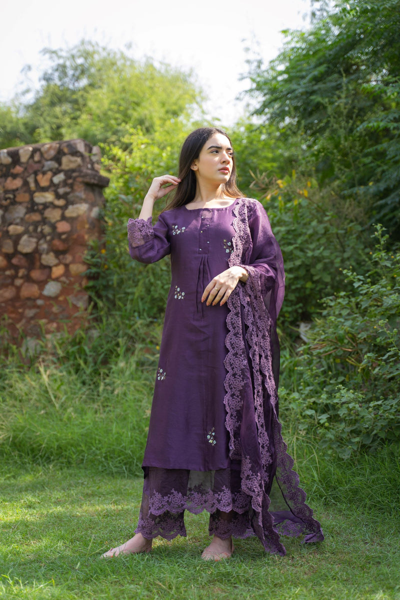 CLASSIC PURPLE ENSEMBLE -SET OF 3 Naaz By Noor 