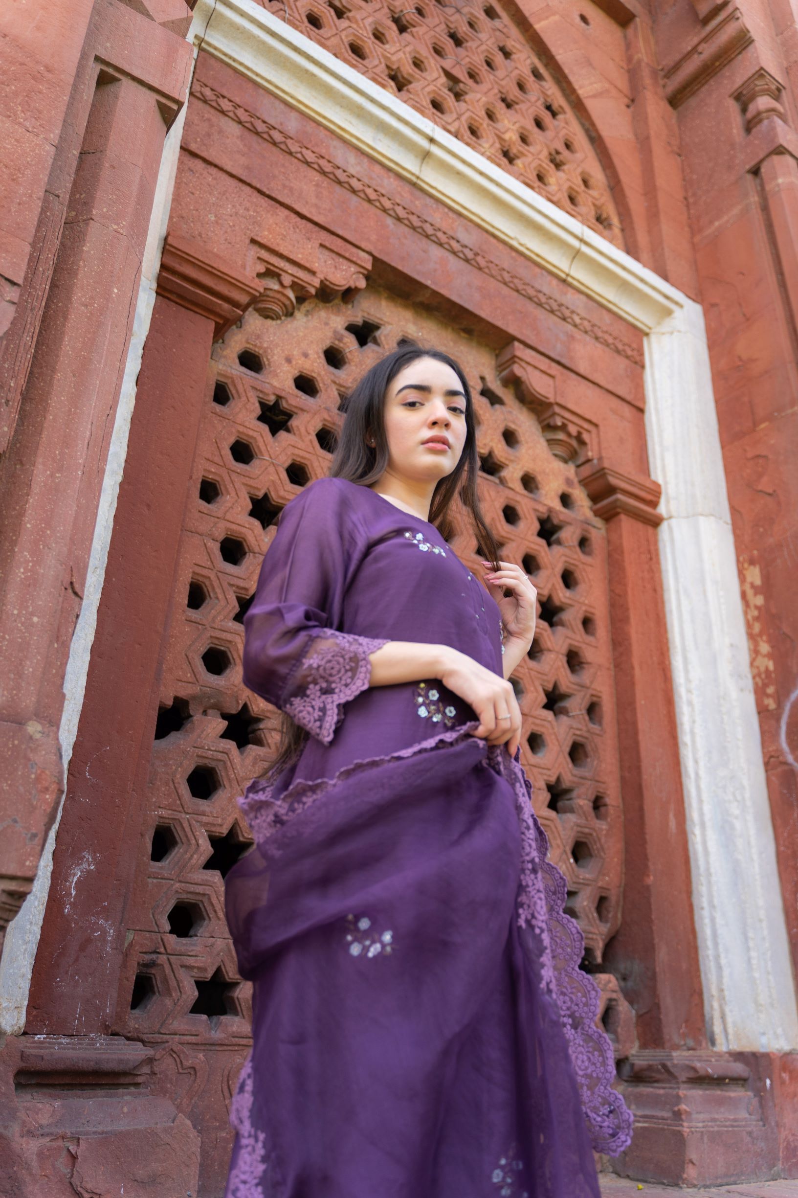 CLASSIC PURPLE ENSEMBLE -SET OF 3 Naaz By Noor 