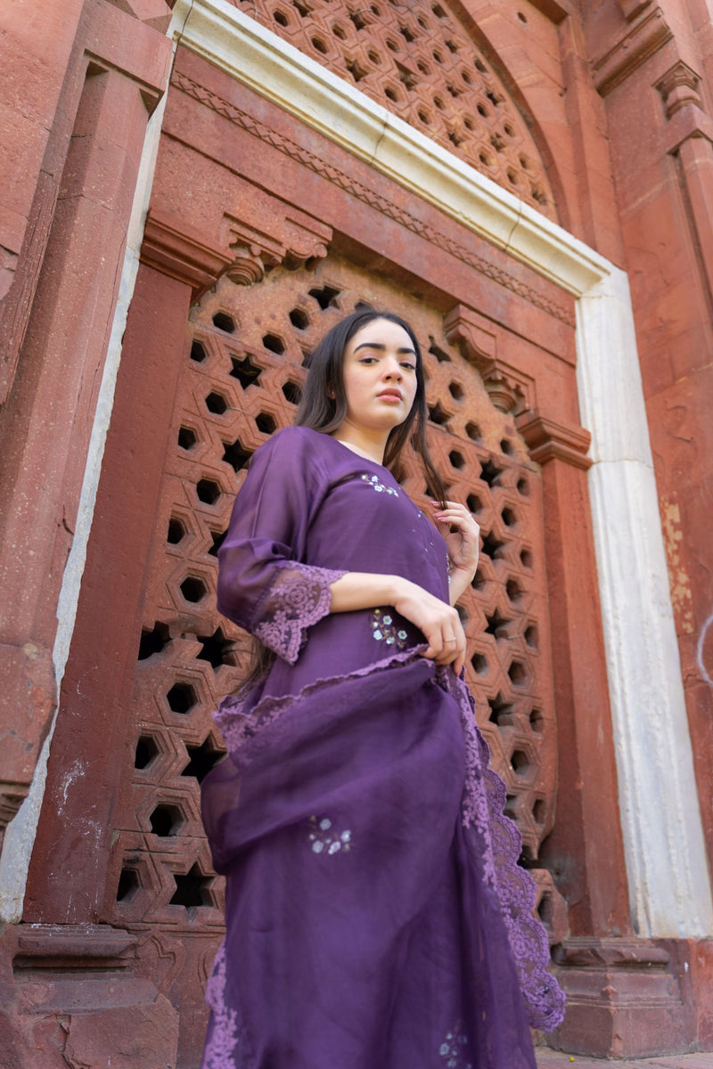 CLASSIC PURPLE ENSEMBLE -SET OF 3 Naaz By Noor 