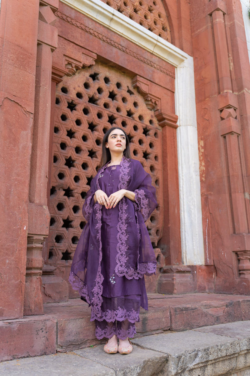 CLASSIC PURPLE ENSEMBLE -SET OF 3 Naaz By Noor 