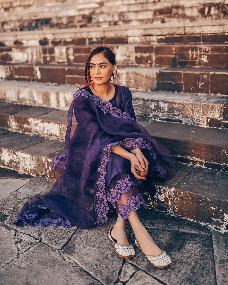 CLASSIC PURPLE ENSEMBLE -SET OF 3 Naaz By Noor 