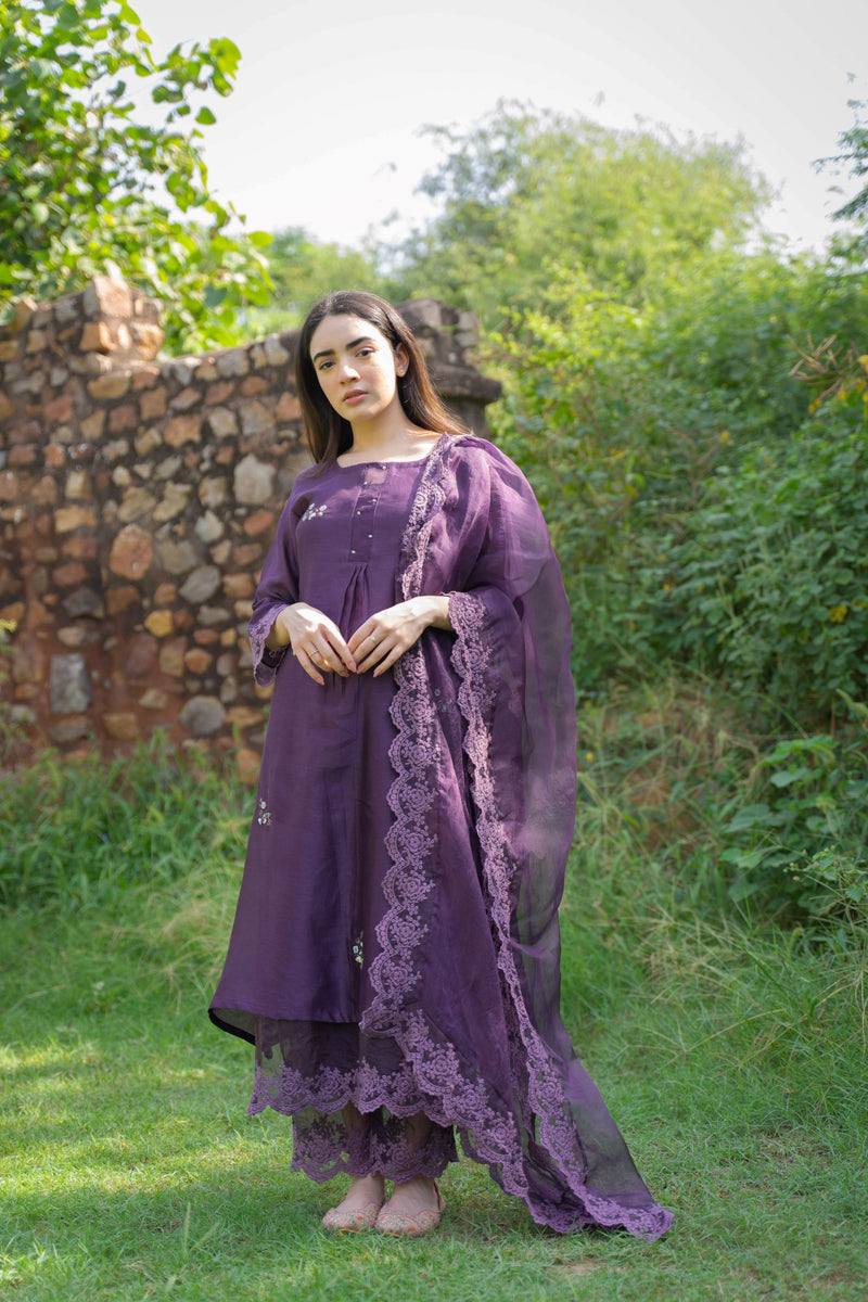 CLASSIC PURPLE ENSEMBLE -SET OF 3 Naaz By Noor 