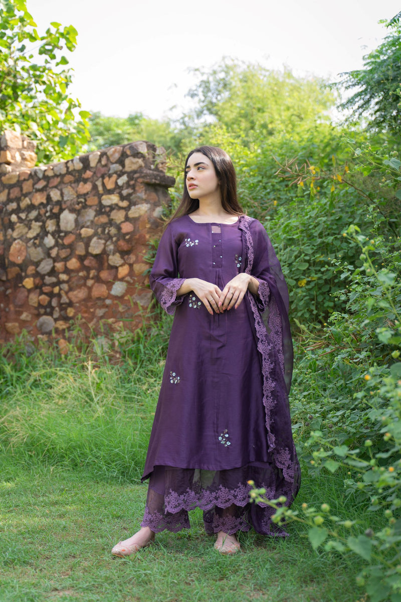 CLASSIC PURPLE ENSEMBLE -SET OF 3 Naaz By Noor 
