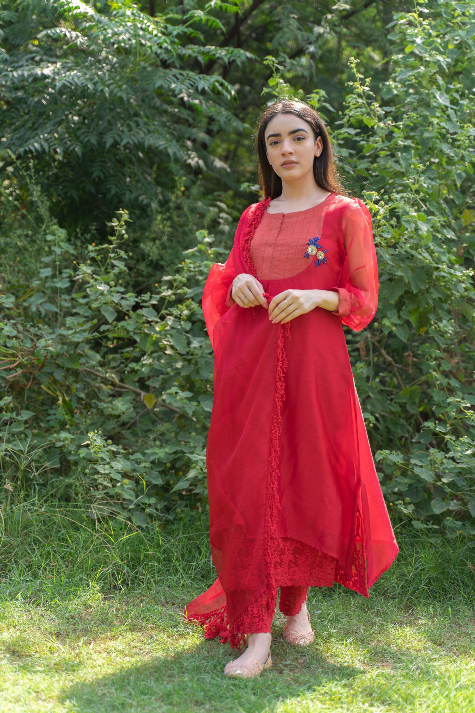 CLASSIC RED ENSEMBLE- SET OF 3 Naaz By Noor 