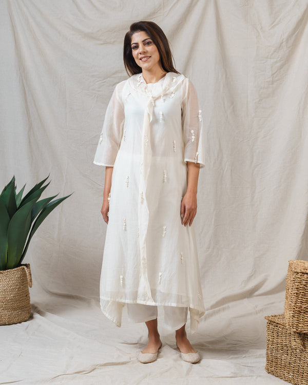 Cosmos White ensemble ( without dupatta ) - Naaz By Noor