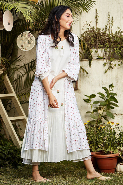 Cotton Dress with Cape - Naaz By Noor