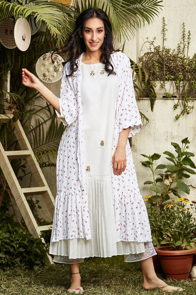 Cotton Dress with Cape - Naaz By Noor