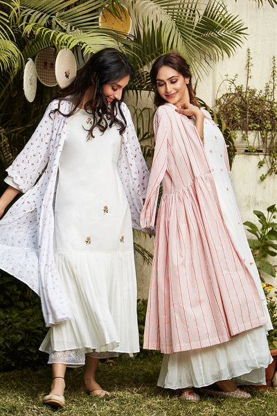 Cotton Dress with Cape - Naaz By Noor