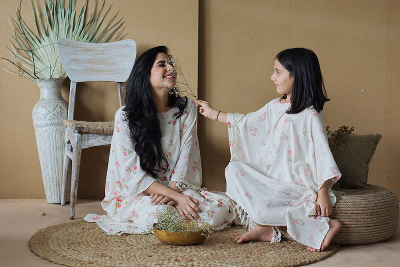 DAISY WHITE KAFTAN WITH PALAZZO - Naaz By Noor