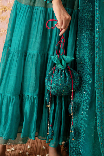 Deep Green Tunic With Embroidered Pant And Dupatta - Naaz By Noor