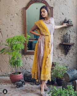 Dhoti Jumpsuit and Belt with tassels without Dupatta - Naaz By Noor