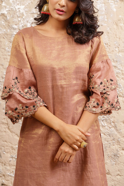 Dusty Pink Kurta With Sharara And Dupatta - Naaz By Noor