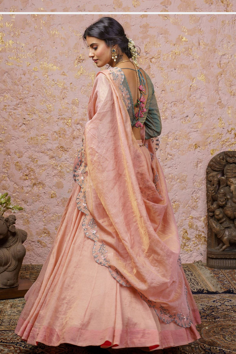 Dusty Pink Lehenga Set With Dupatta - Naaz By Noor