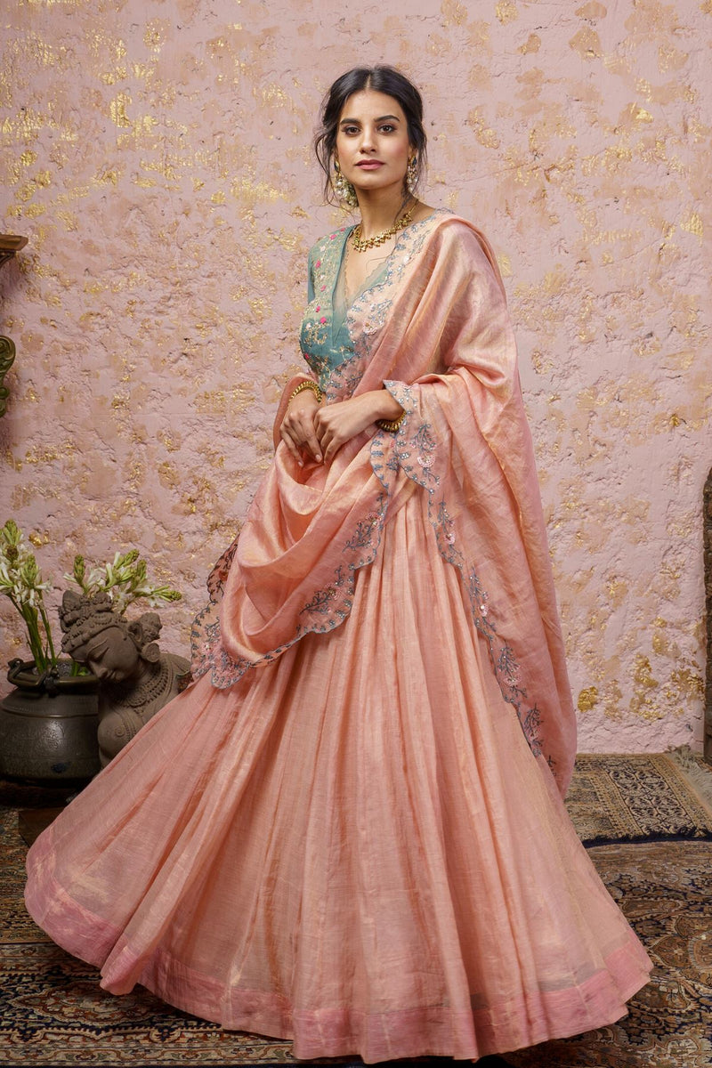 Dusty Pink Lehenga Set With Dupatta - Naaz By Noor