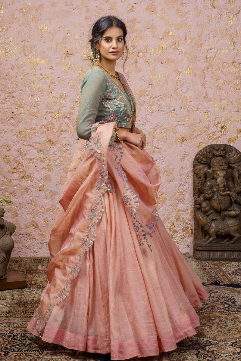 Dusty Pink Lehenga Set With Dupatta - Naaz By Noor