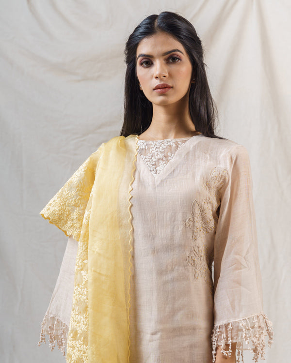 Ecru beige ensemble ( without dupatta ) - Naaz By Noor