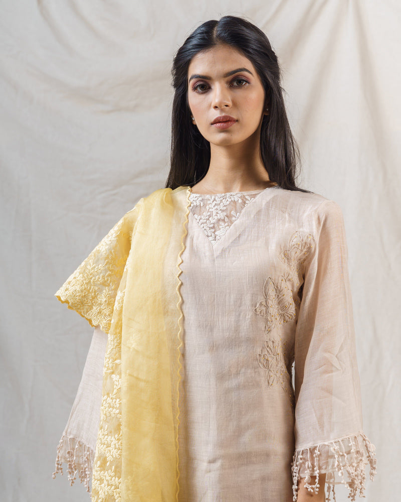 Ecru beige ensemble ( without dupatta ) - Naaz By Noor
