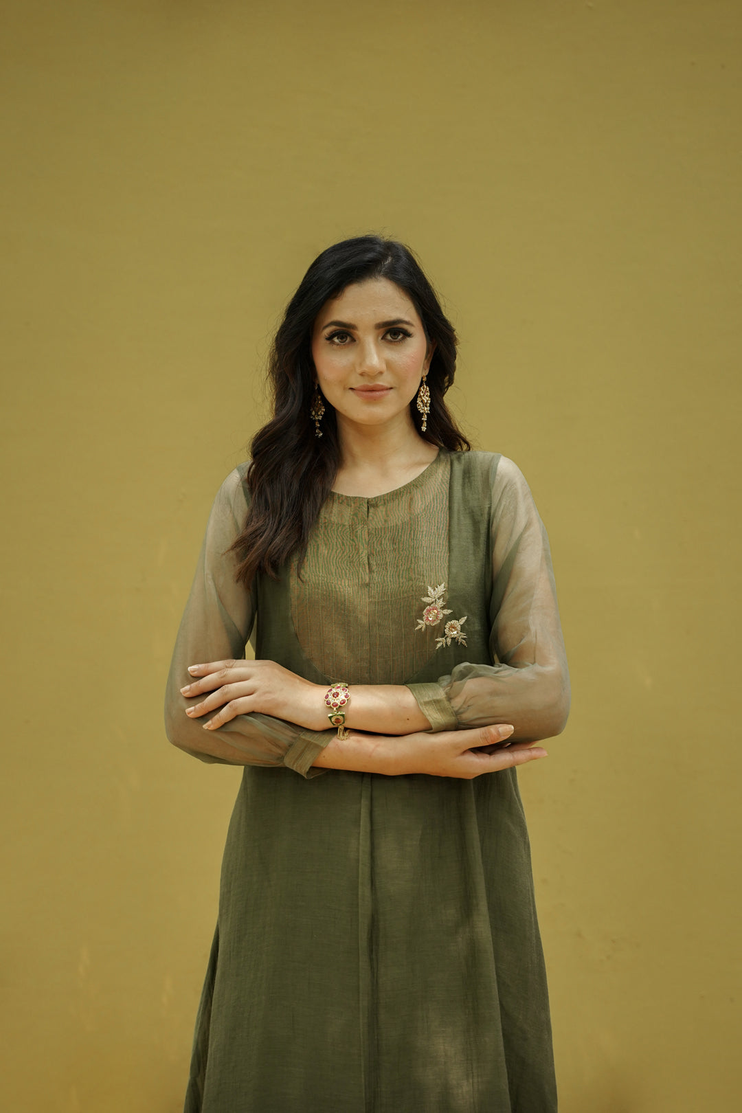 goonj (moss green)- set of 3- kurta, pant & dupatta Naaz By Noor 