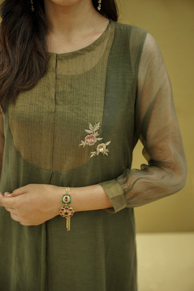 goonj (moss green)- set of 3- kurta, pant & dupatta Naaz By Noor 