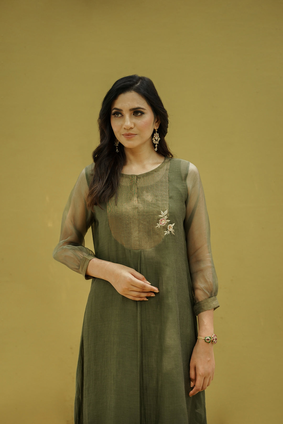 goonj (moss green)- set of 3- kurta, pant & dupatta Naaz By Noor 