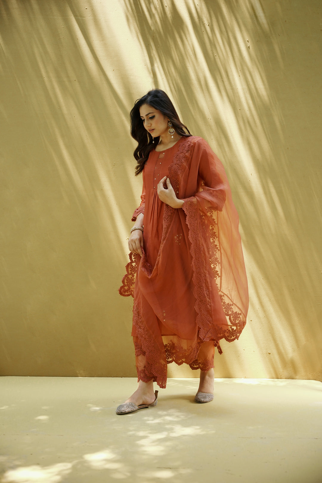 goonj(ginger) -set of 3- kurta, pant & dupatta Naaz By Noor 