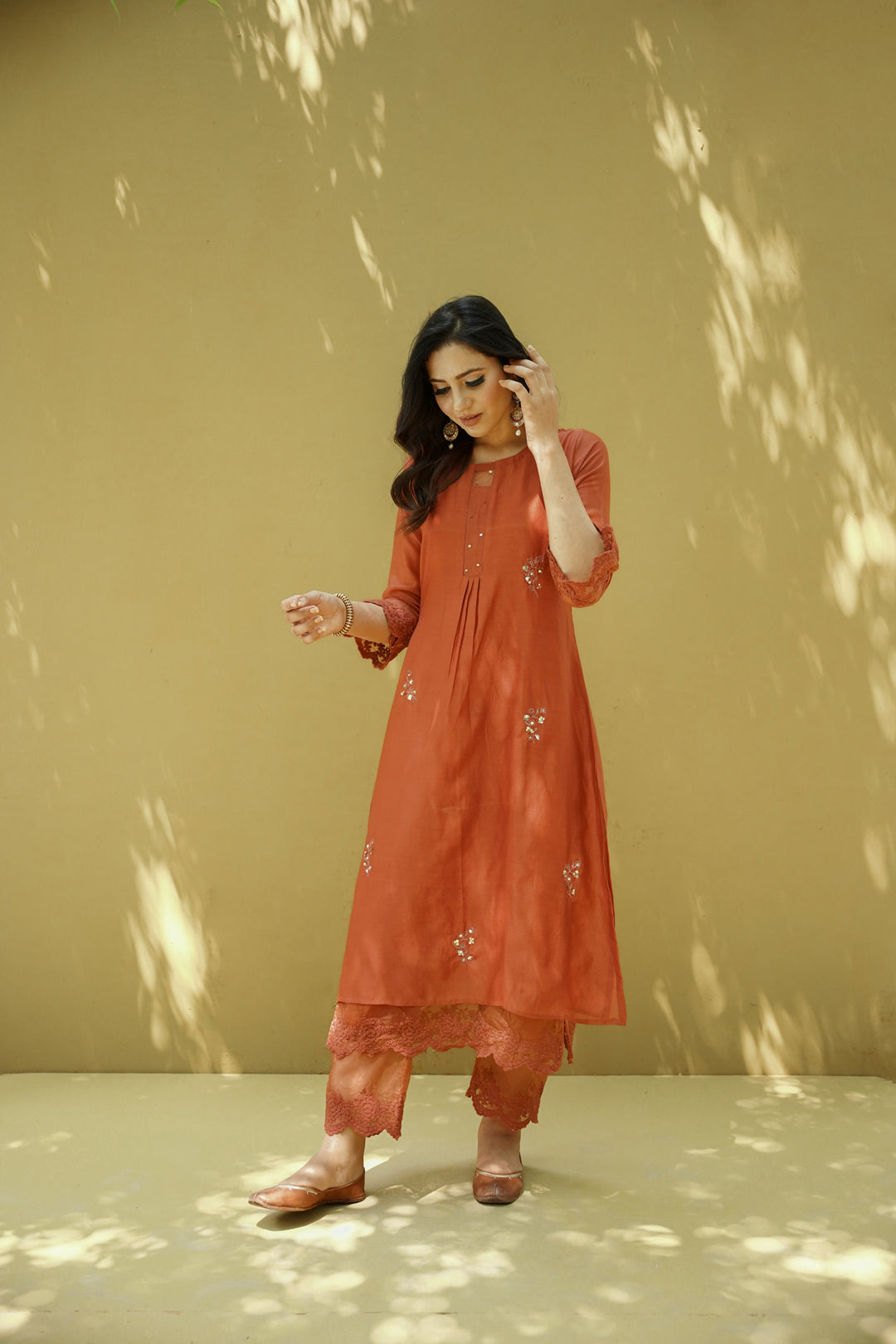 goonj(ginger) -set of 3- kurta, pant & dupatta Naaz By Noor 