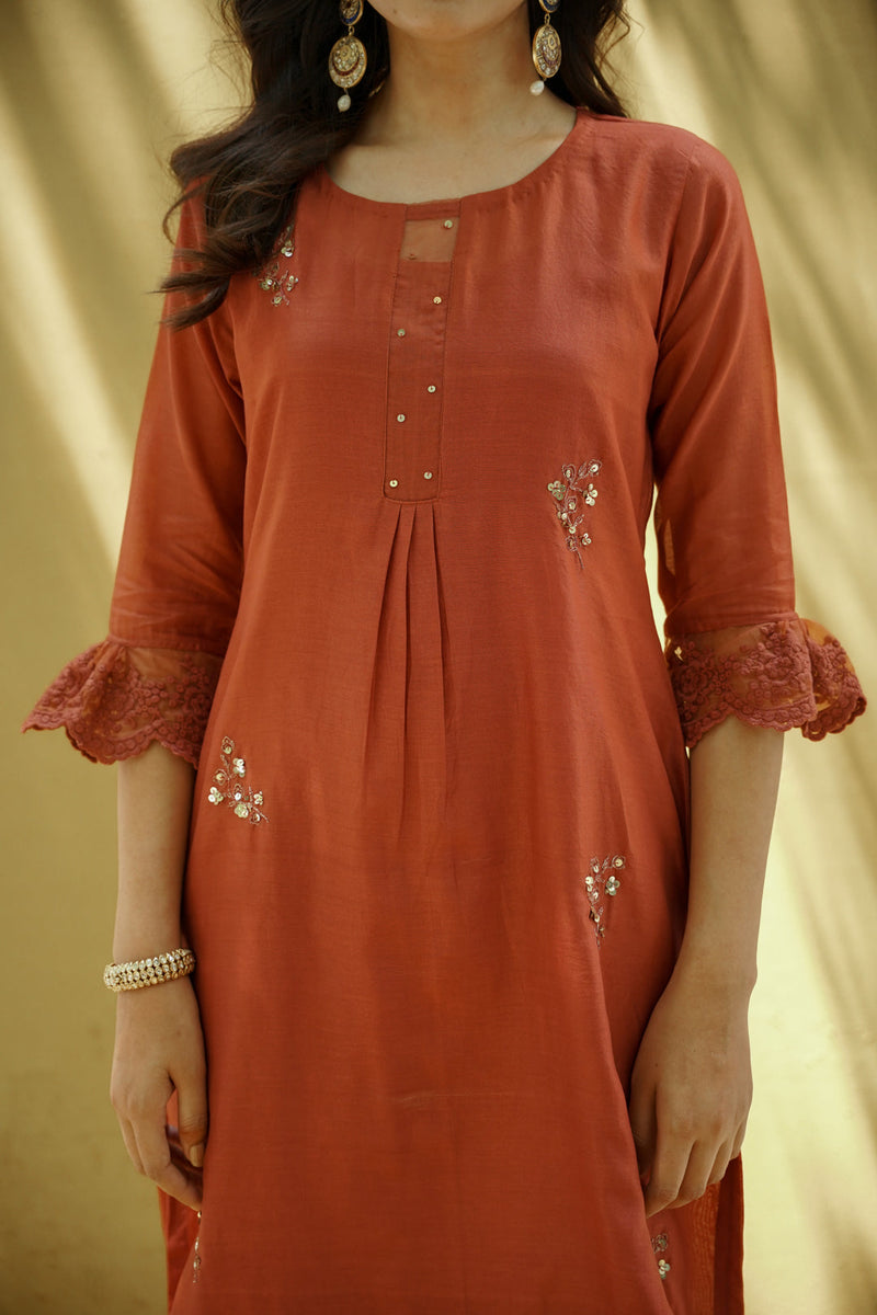 goonj(ginger) -set of 3- kurta, pant & dupatta Naaz By Noor 