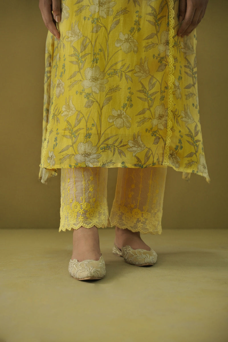 goonj(tuscany yellow)- set of 3-kurta, pant & dupatta Naaz By Noor 