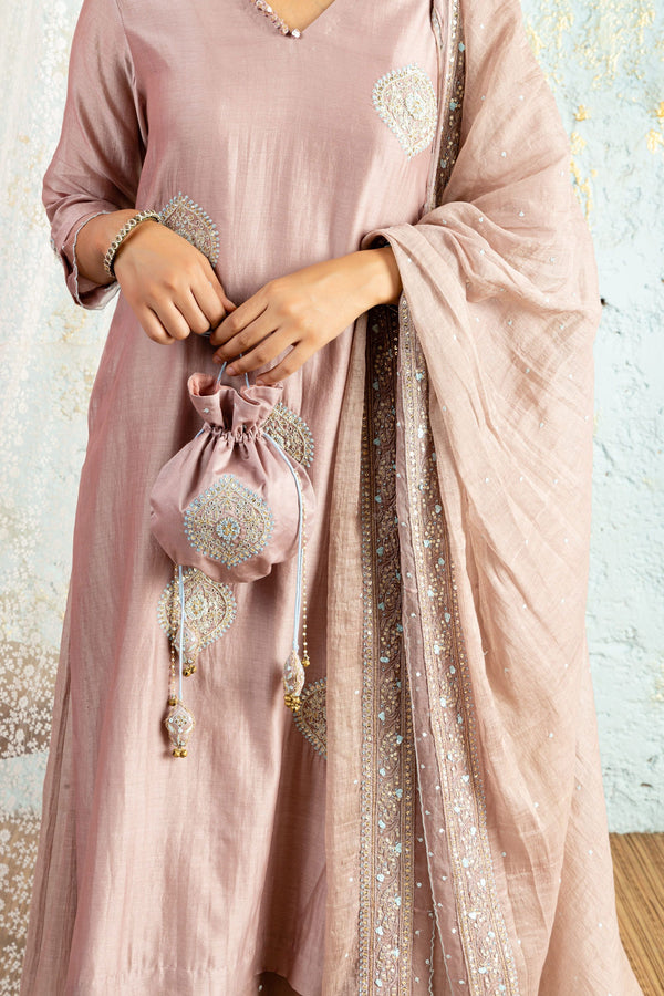 Lilac KurtaSet With Sharara And Dupatta - Naaz By Noor