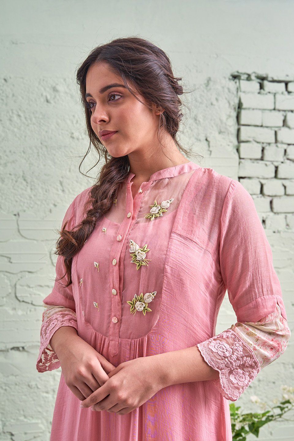 JAMUN ki tokri ( gulabi)-set of 2- kurta & pant Naaz By Noor 