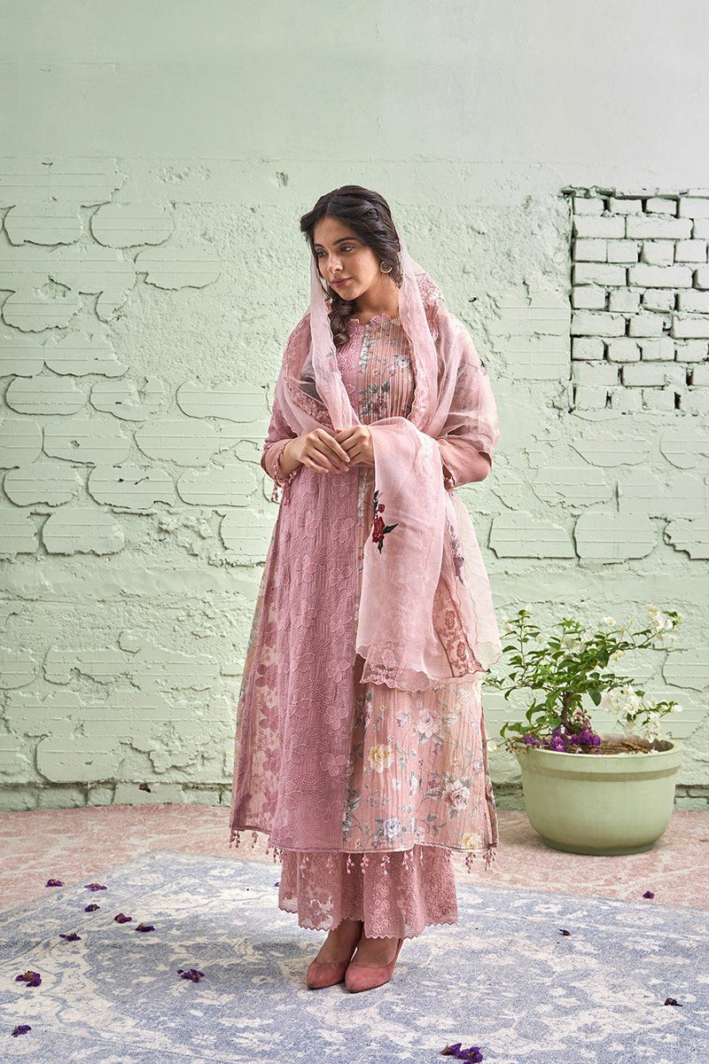 JAMUN ki tokri ( halki gulabi)- set of 3- kurta, pant & dupatta Naaz By Noor 