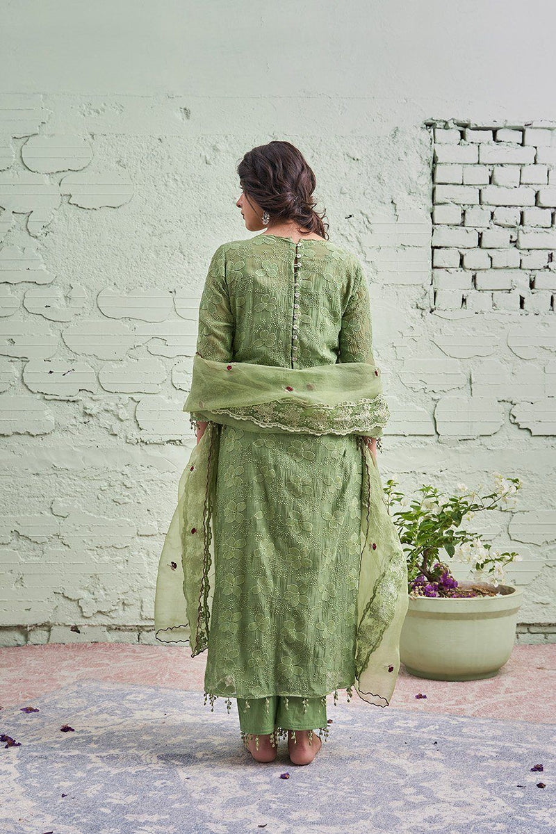 JAMUN ki tokri ( hari)- set of 2- kurta & pant Naaz By Noor 