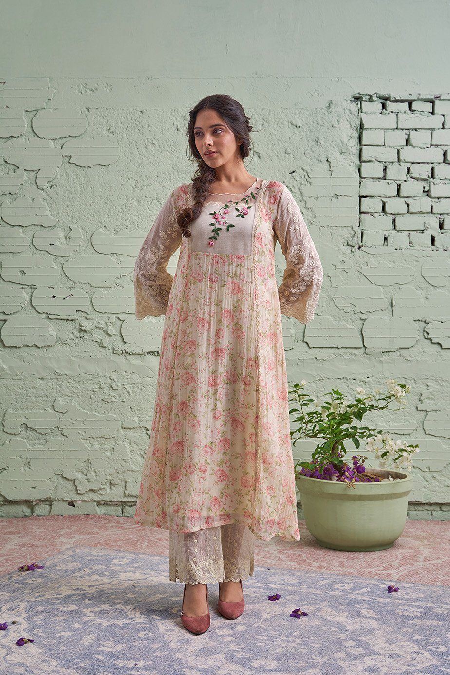 JAMUN ki tokri ( malai si ) - set of 2- kurta & pant Naaz By Noor 