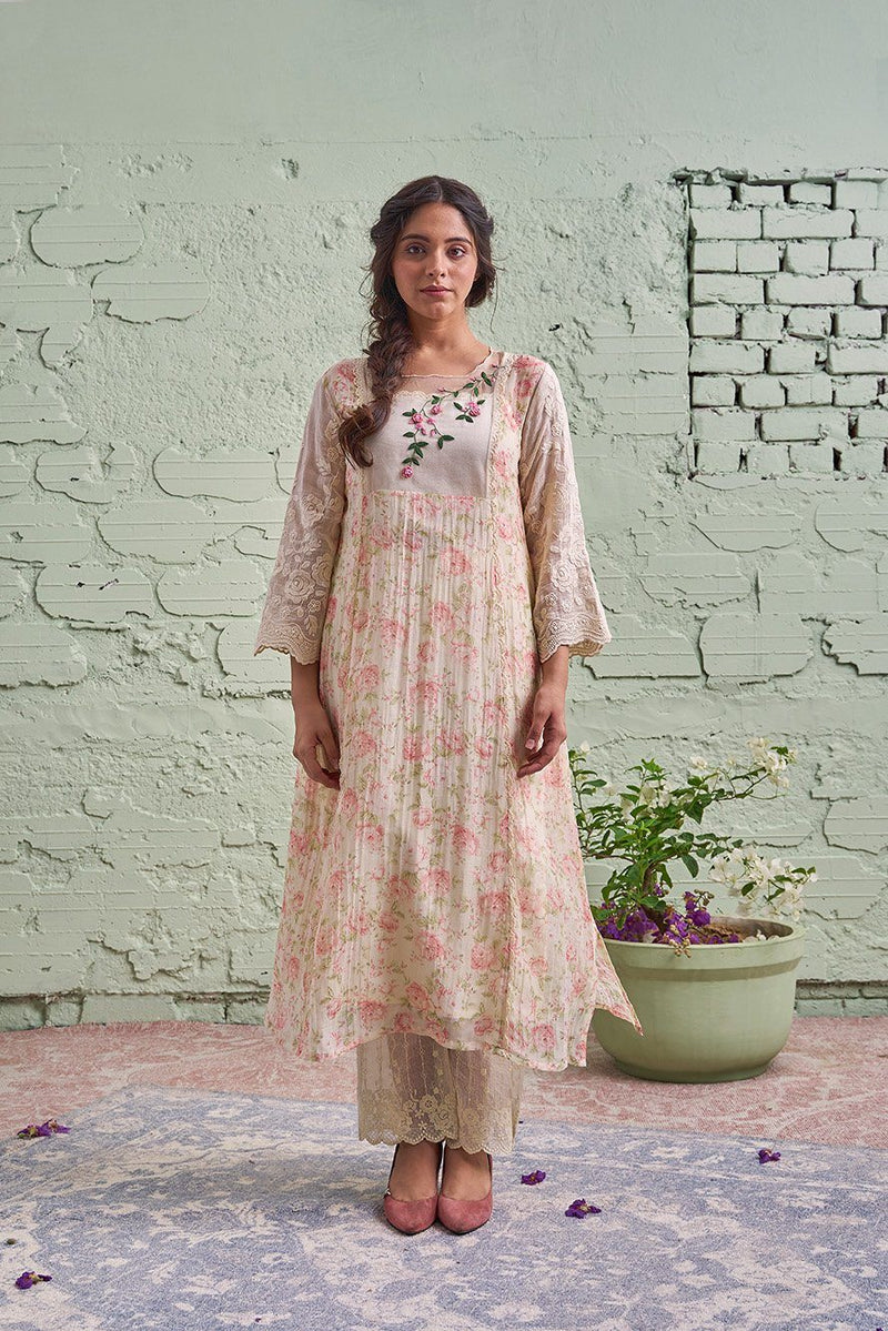 JAMUN ki tokri ( malai si ) - set of 3- kurta, pant & dupatta Naaz By Noor 