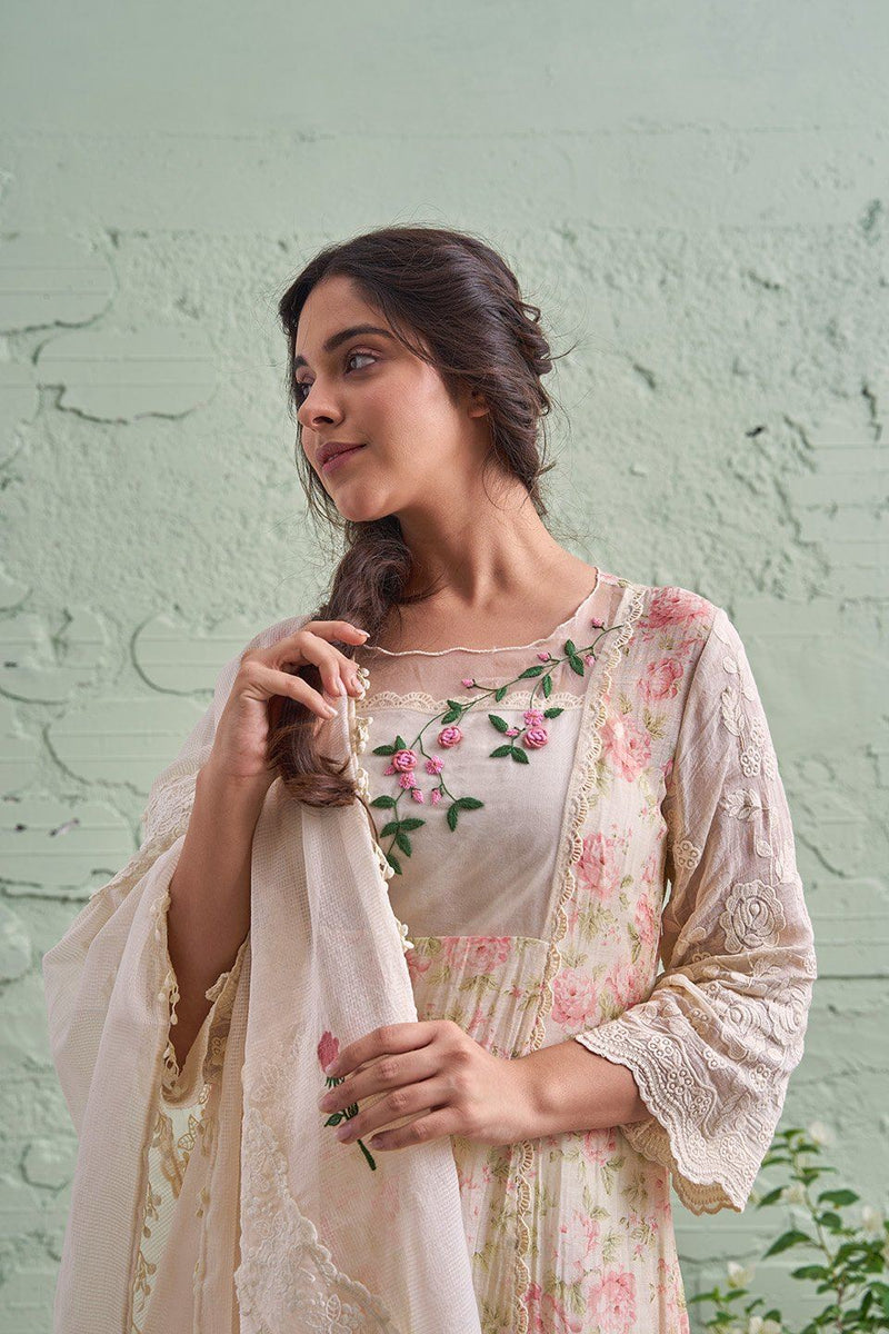 JAMUN ki tokri ( malai si ) - set of 3- kurta, pant & dupatta Naaz By Noor 