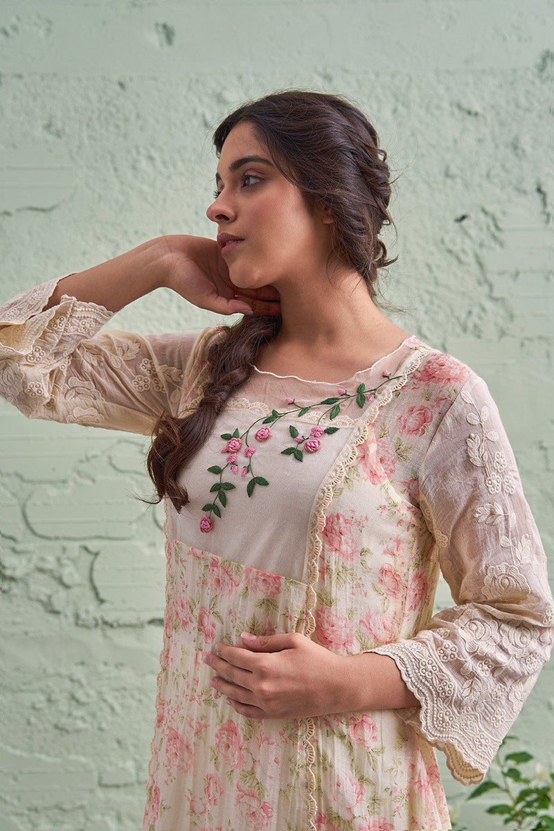 JAMUN ki tokri ( malai si ) - set of 3- kurta, pant & dupatta Naaz By Noor 