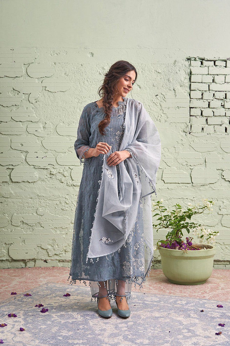 JAMUN ki tokri ( neela sa Sleti)- set of 2- kurta & pant Naaz By Noor 