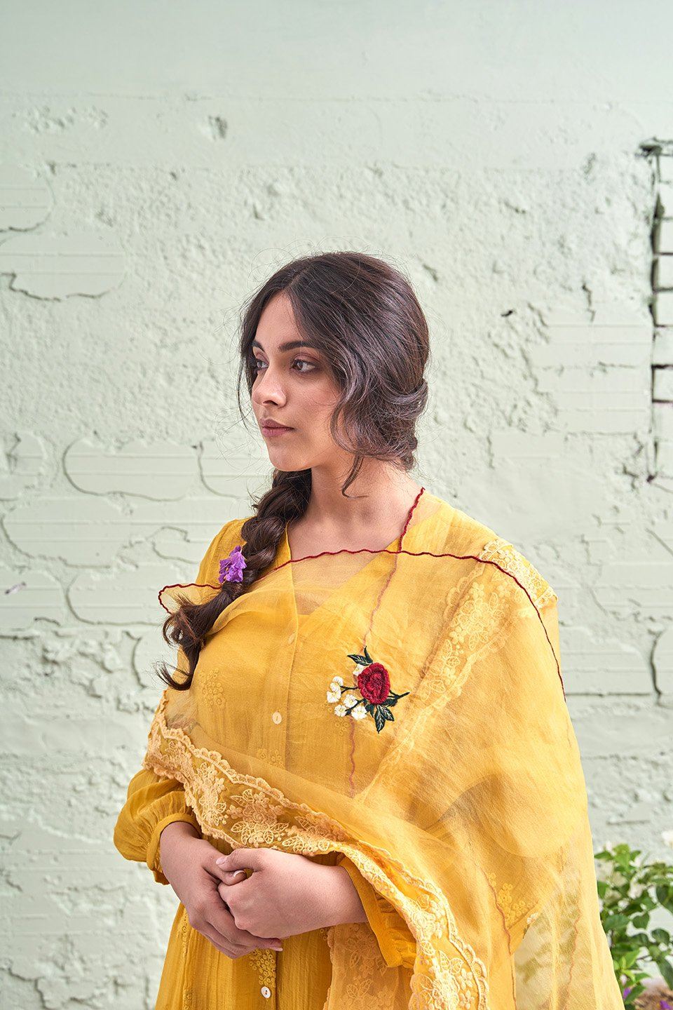 JAMUN ki tokri ( peeli)- set of 3 - kurta, pant & dupatta Naaz By Noor 
