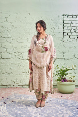 JAMUN ki tokri ( sunheri)- set of 2- kurta & pant Naaz By Noor 