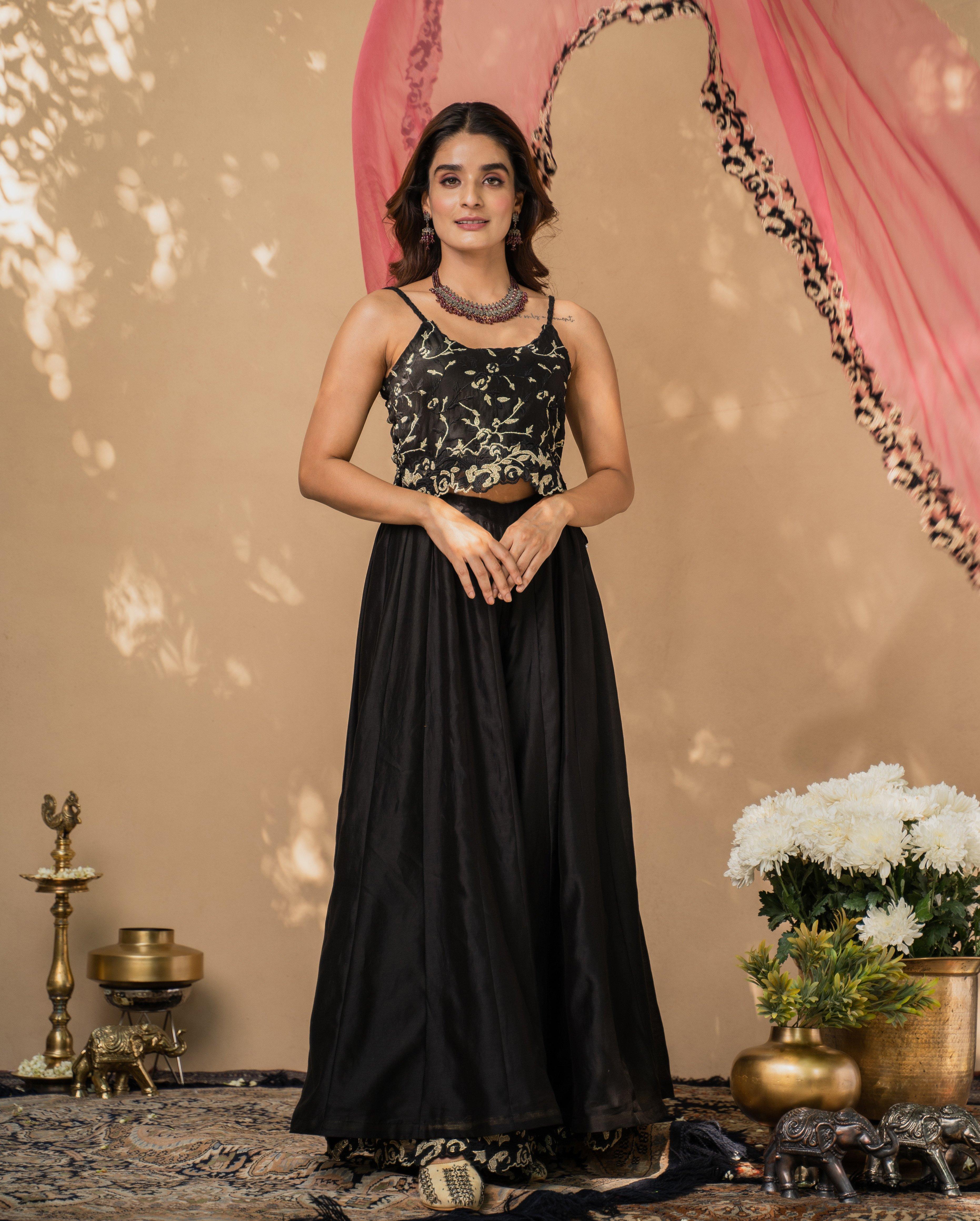 KISHMISH( khatti methi ) set of 3- crop top, sharara & dupatta Naaz By Noor 