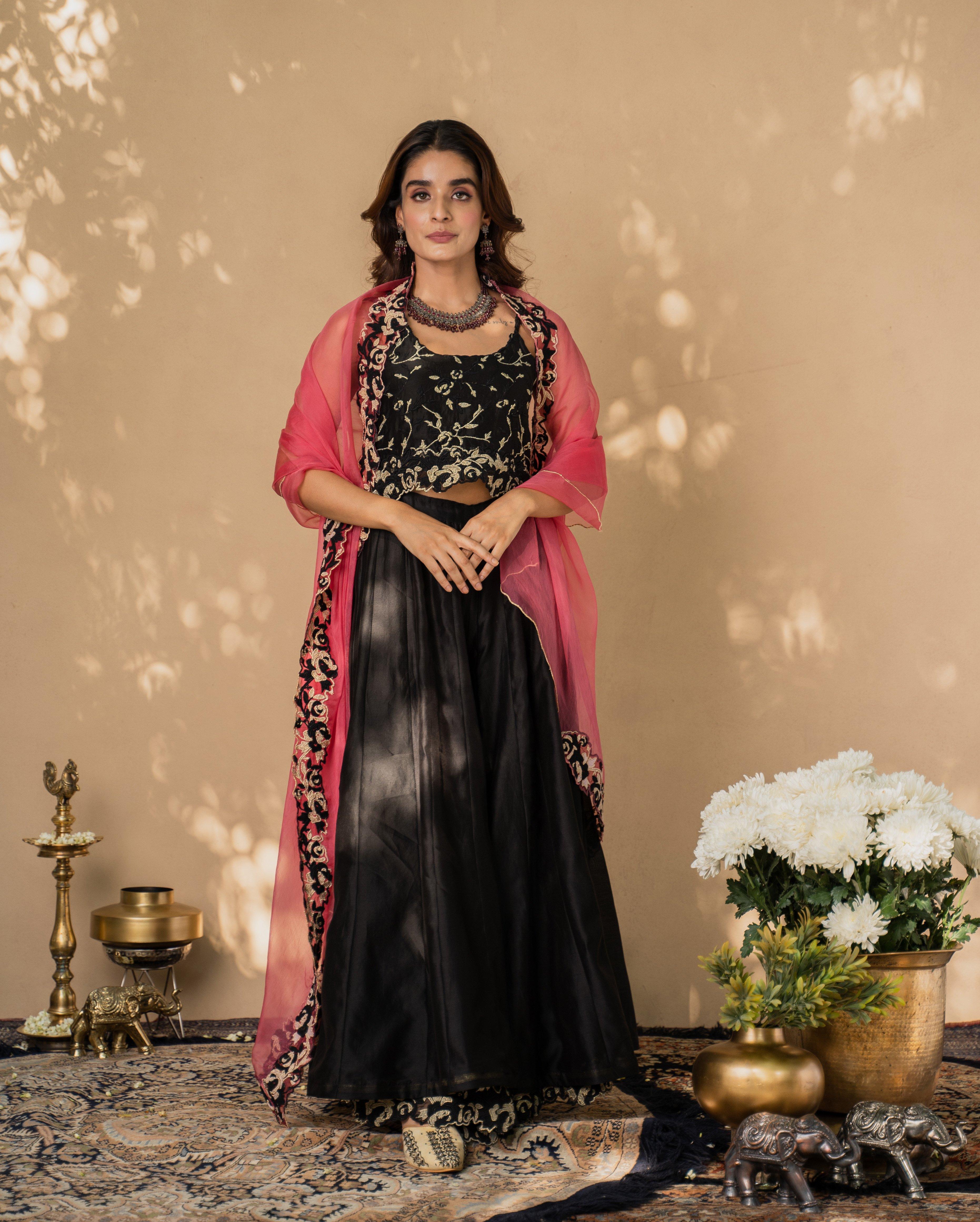 KISHMISH( khatti methi ) set of 3- crop top, sharara & dupatta Naaz By Noor 