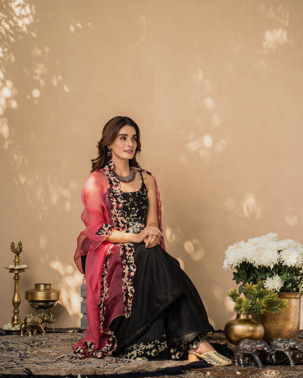 KISHMISH( khatti methi ) set of 3- crop top, sharara & dupatta Naaz By Noor 