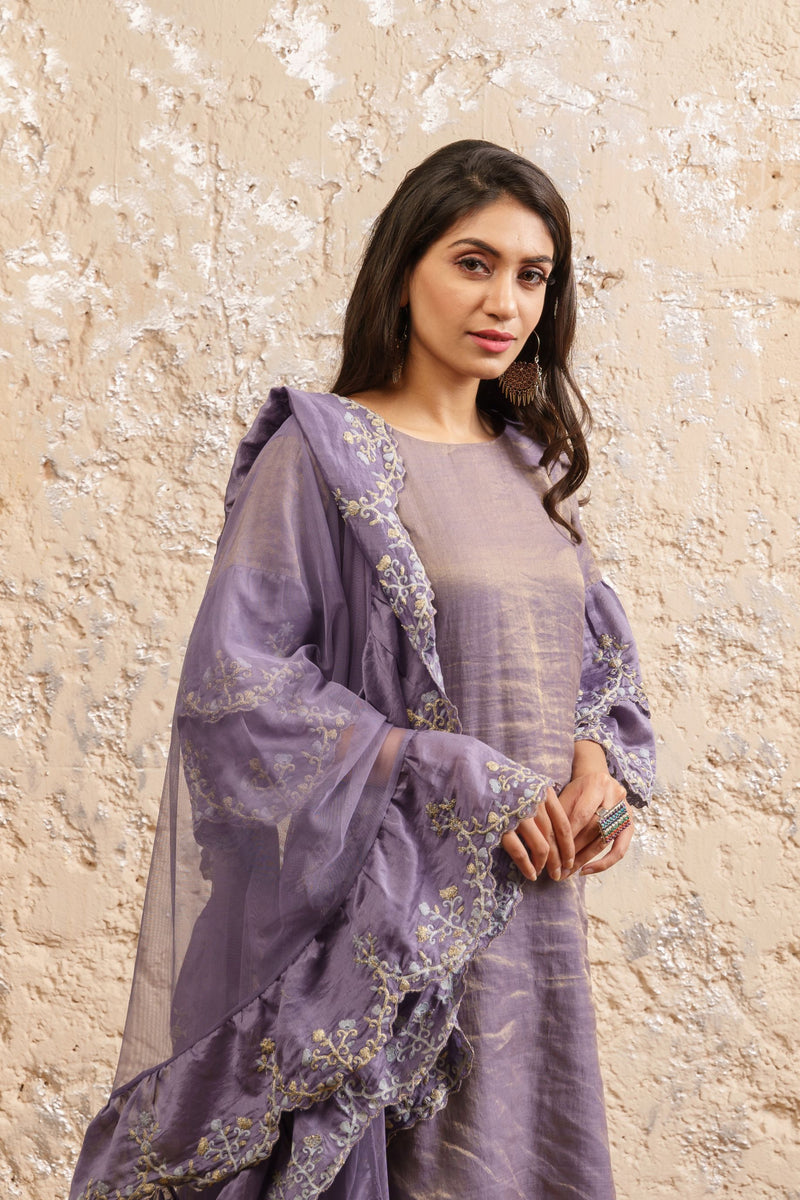 Lavender Kurta With Sharara And Dupatta - Naaz By Noor
