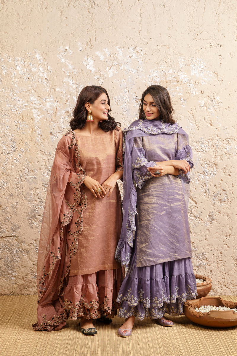 Lavender Kurta With Sharara And Dupatta - Naaz By Noor
