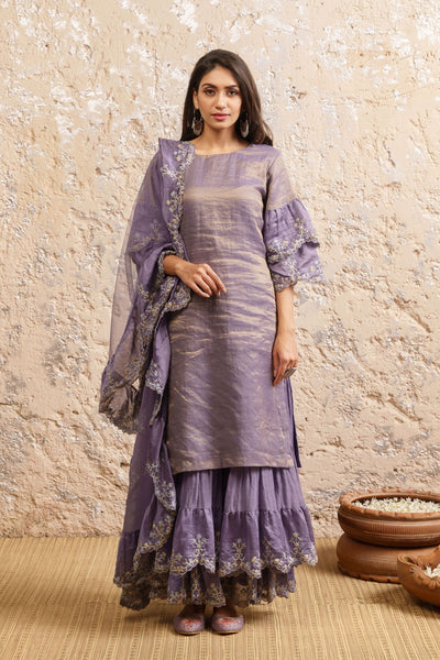 Lavender Kurta With Sharara And Dupatta - Naaz By Noor