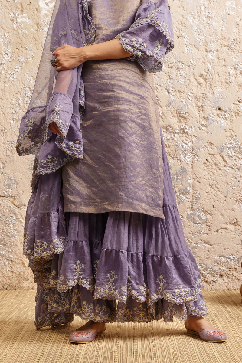 Lavender Kurta With Sharara And Dupatta - Naaz By Noor